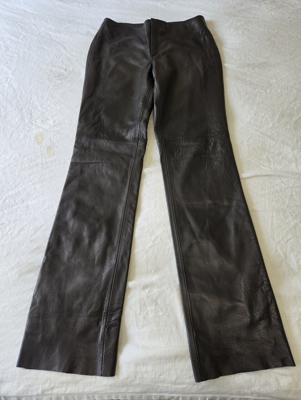 Vintage Banana Republic Leather Pants Womens 6 Black Straight Leg Flat Front